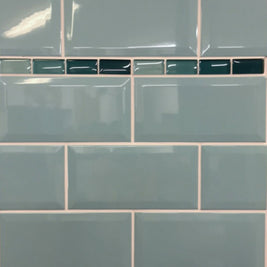 Turquesa Bevelled 20x10cm, green gloss wall tile at Irwin Tiles