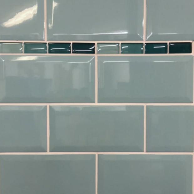 Turquesa Bevelled 20x10cm, green gloss wall tile at Irwin Tiles