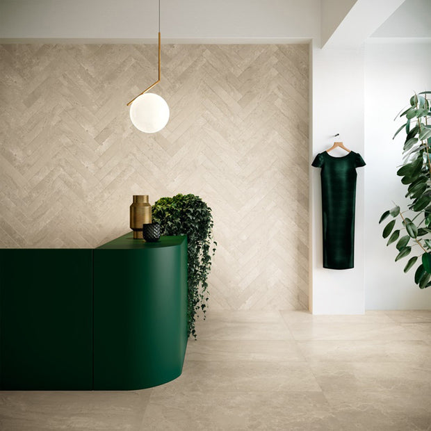 Velvet Almond 80 x 80cm, cream matt tile at Irwin Tiles