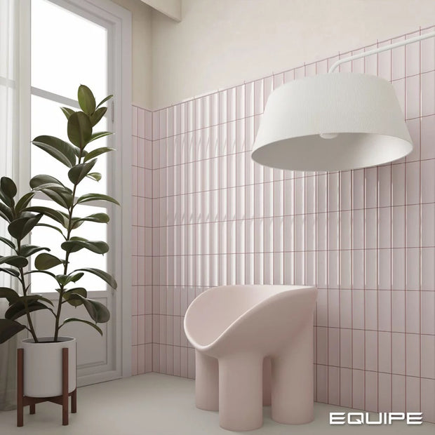 Vibe IN Fair Pink 6.5 x 20cm, gloss tile at Irwin Tiles