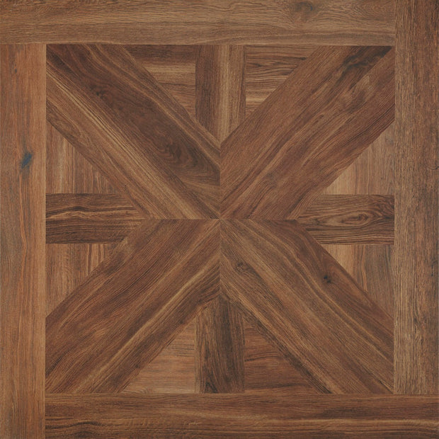Volte Nogal 75x75cm, dark wood effect matt tile at Irwin Tiles
