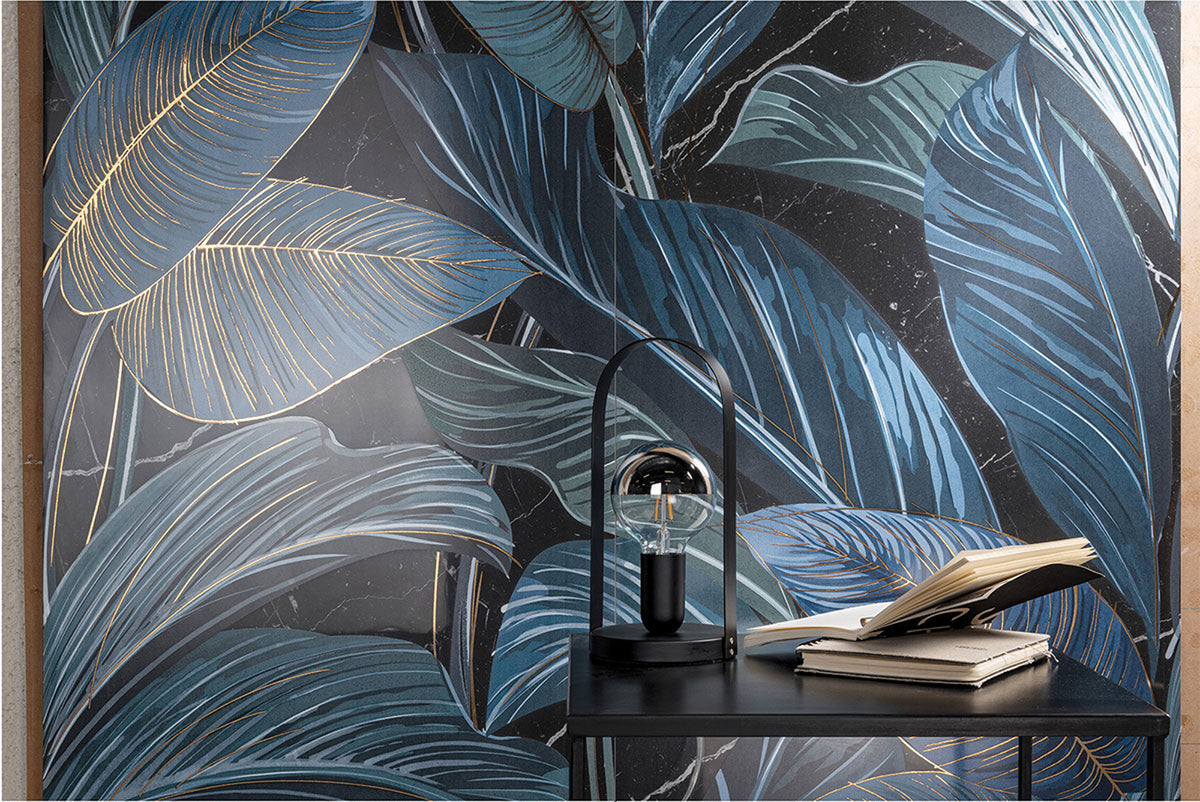ShoWall Black Leaf, porcelain wall tile at Irwin Tiles