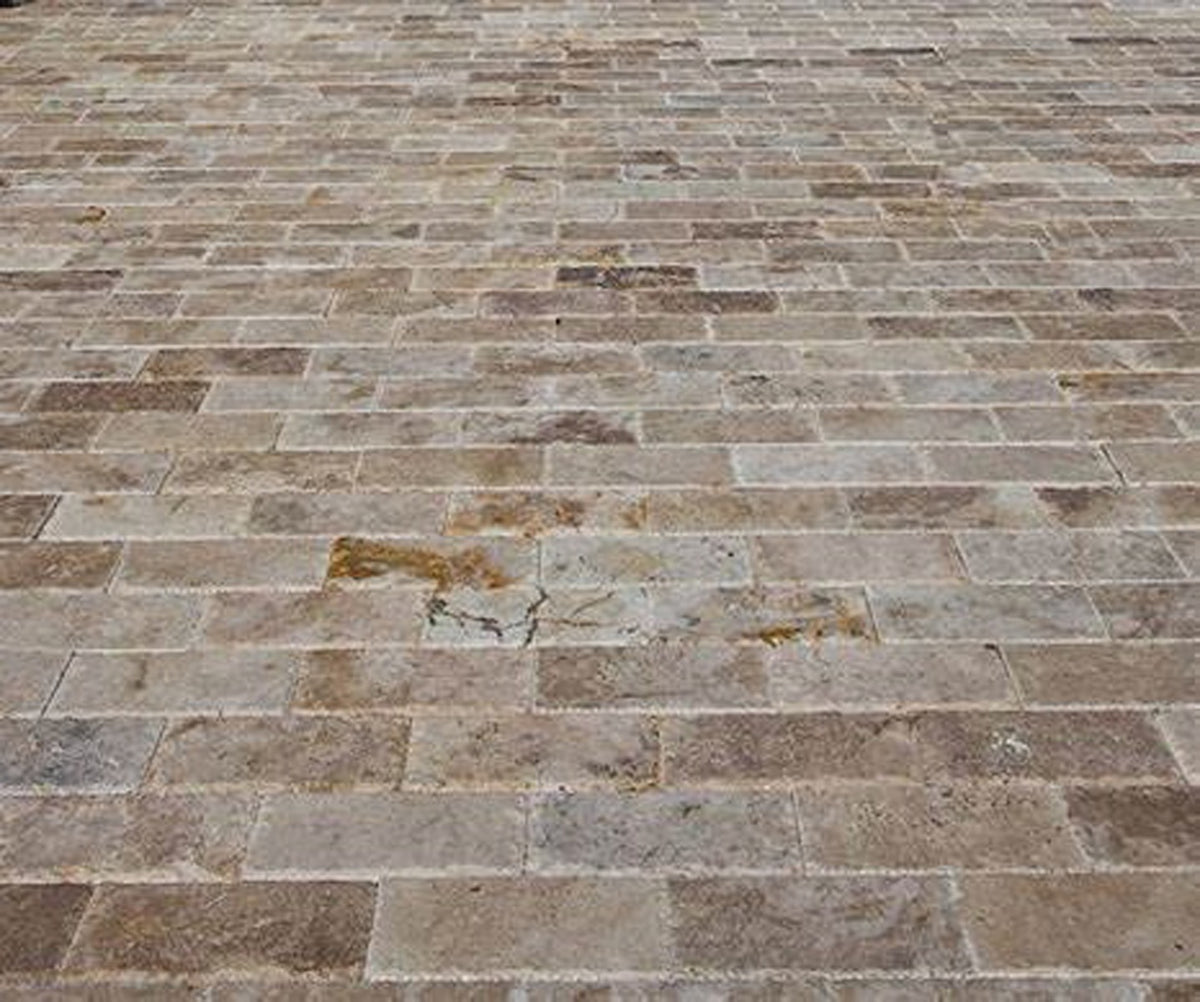 Walnut Stone Paver - Tumbled 15x30cm, paving at Irwin Tiles