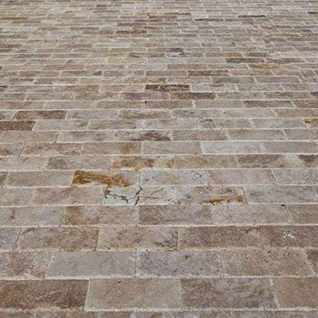 Walnut Stone Paver - Tumbled 15x30cm, paving at Irwin Tiles