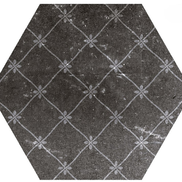 Wembley Hex Antracita (Pattern) 22.5 x 25.9cm, porcelain tile at Irwin Tiles