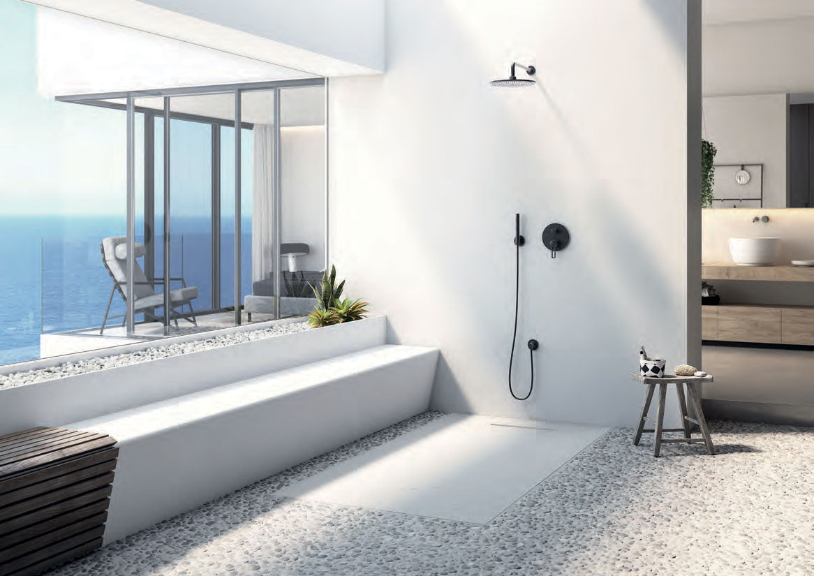 SolidSoft Rectangular White Flexible Shower Tray Linear Drain, flexible shower tray stocked at Irwin Tiles, Castleblayney