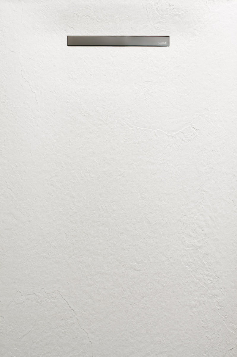 SolidSoft Rectangular White Flexible Shower Tray Linear Drain, flexible shower tray at Irwin Tiles