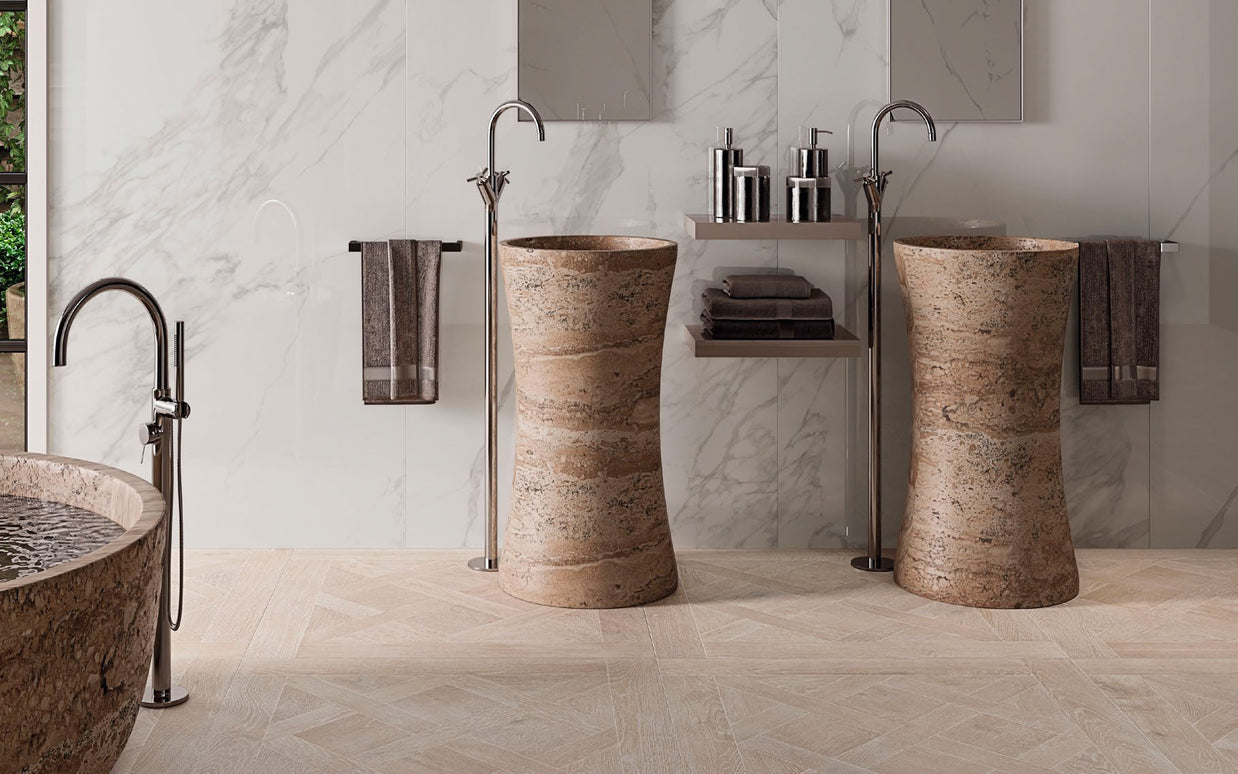 Wistman Maple Wood Effect 90 x 90cm, matt porcelain tile for bathroom and other wet floors at Irwin Tiles