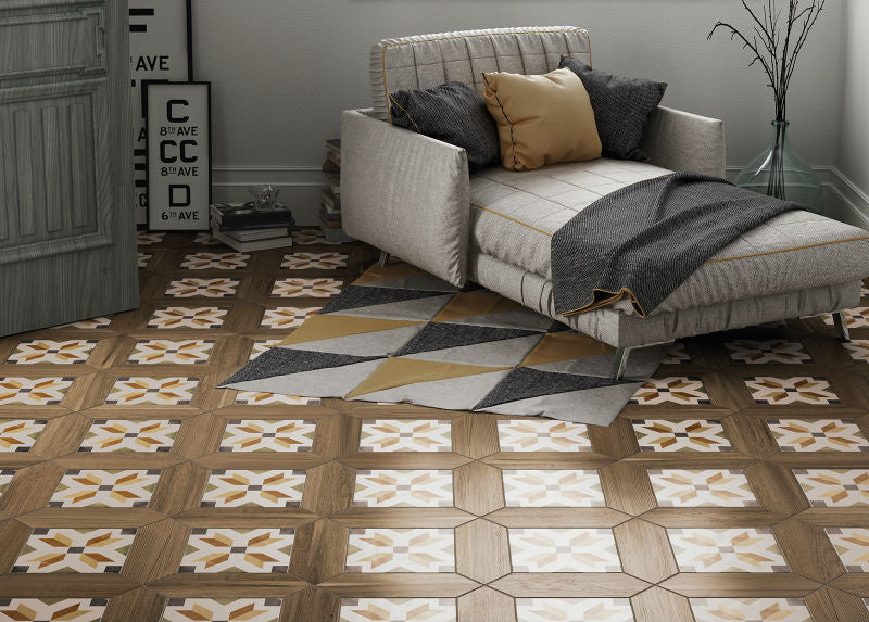 Woodland Losanga Honey Wood Effect Tile 10 x 29.9cm., matt porcelain tile for kitchens, bathrooms and hallways at Irwin Tiles