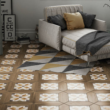 Woodland Losanga Honey Wood Effect Tile 10 x 29.9cm., matt porcelain tile for kitchens, bathrooms and hallways at Irwin Tiles