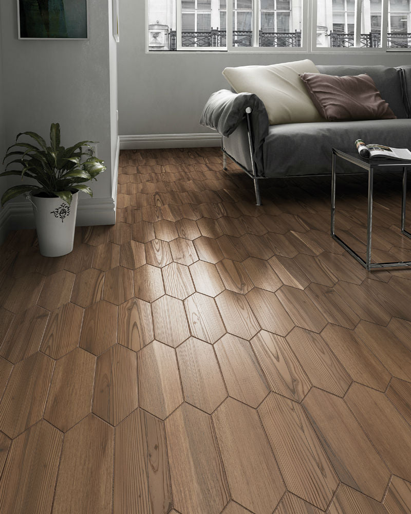 Woodland Losanga Honey Wood Effect Tile 10 x 29.9cm., matt tile at Irwin Tiles