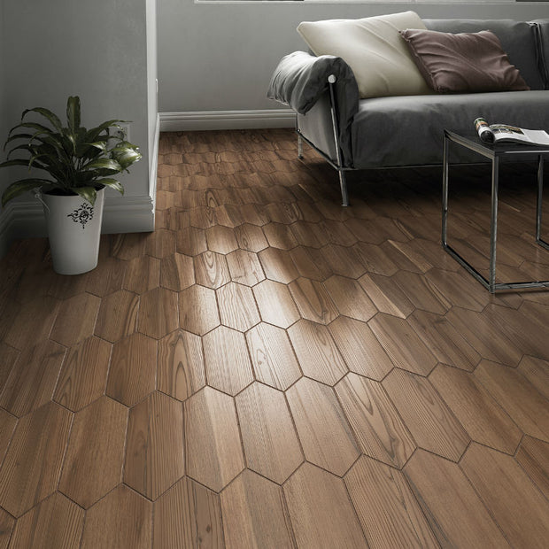 Woodland Losanga Honey Wood Effect Tile 10 x 29.9cm., matt tile at Irwin Tiles