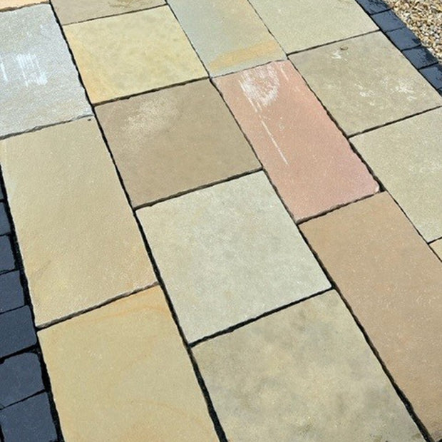 Yellow Brown Limestone 40 & 30cm Mix Calibrated, natural stone paving at Irwin Tiles