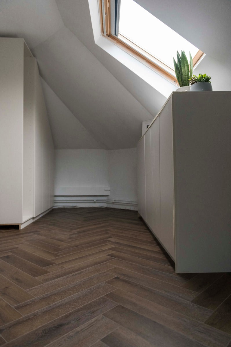 Yukon Herringbone Tan Luxury Parquet Vinyl, luxury click vinyl flooring for kitchens, hallways and living at Irwin Tiles