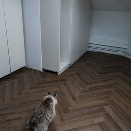 Yukon Herringbone Tan Luxury Parquet Vinyl, dark luxury click vinyl flooring from Irwin Tiles, Co. Monaghan