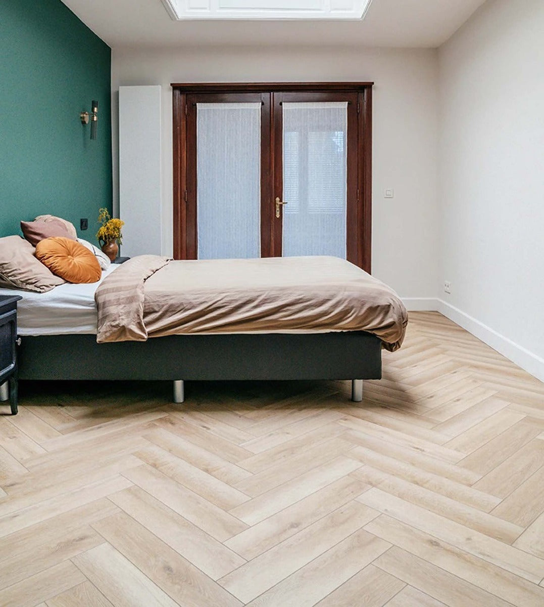 Yukon Herringbone Desert Dune Luxury Parquet Vinyl, luxury click vinyl flooring for kitchens, hallways at Irwin Tiles