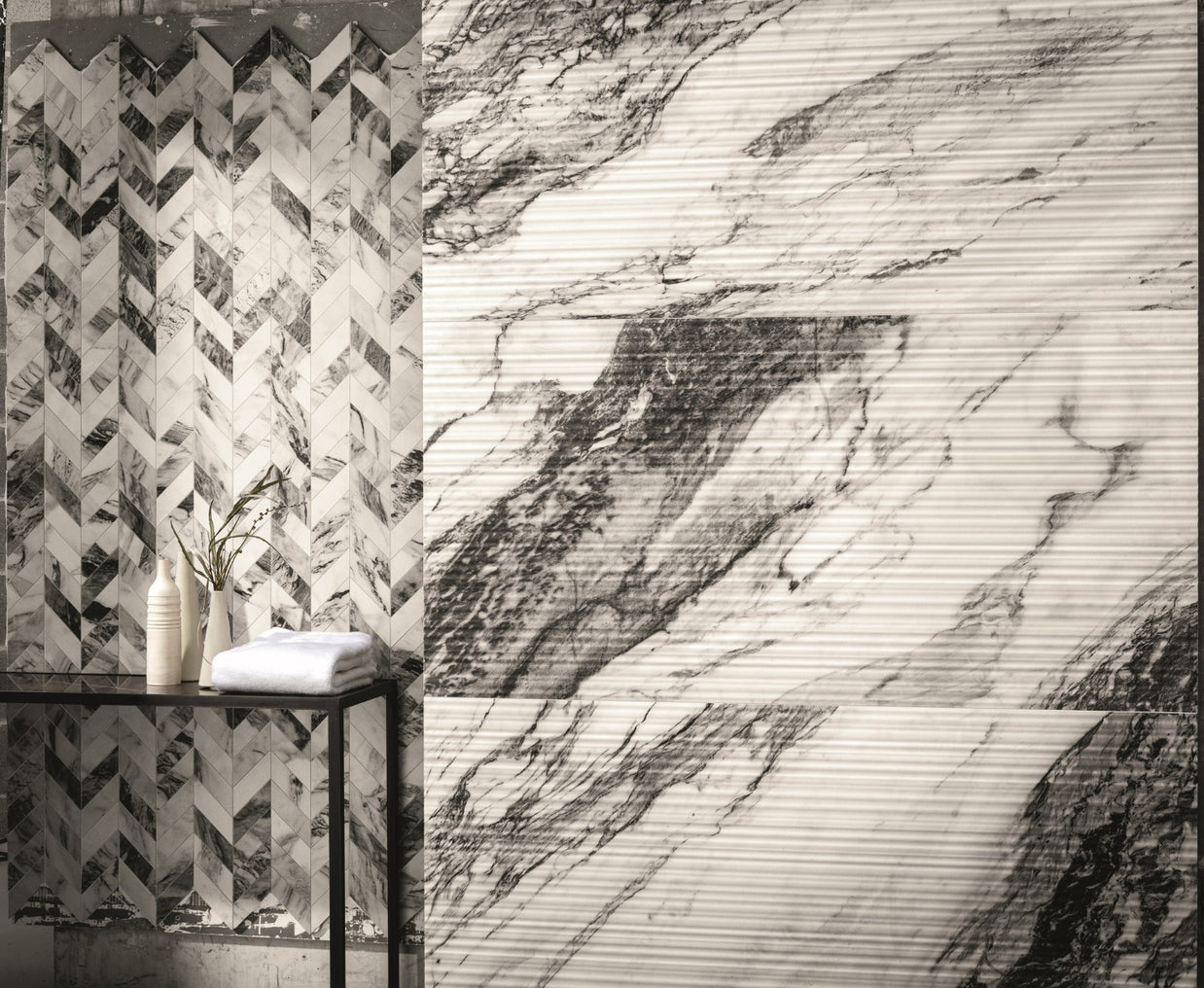 Touche Zebre Plisse 60x120cm, decorative tile at Irwin Tiles