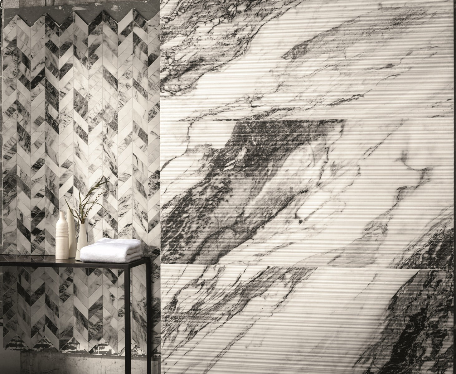 Touche Zebre Plisse 60x120cm, decorative tile at Irwin Tiles