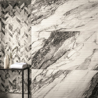 Touche Zebre Plisse 60x120cm, decorative tile at Irwin Tiles